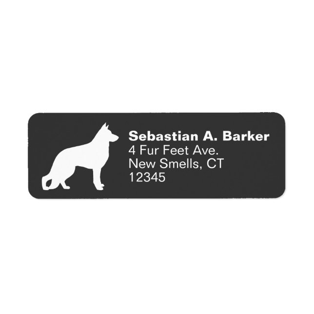 White German Shepherd Hund Silhouette Anpassningsb Returadress Etikett (Framsidan)