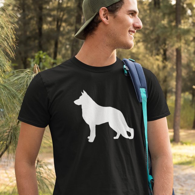 White German Shepherd Hund Silhouette Tee Shirt (Skapare uppladdad)