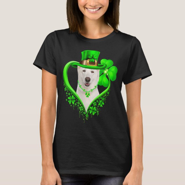 WHITE German Shepherd Hund St patricks day Älskare T Shirt (Framsida)