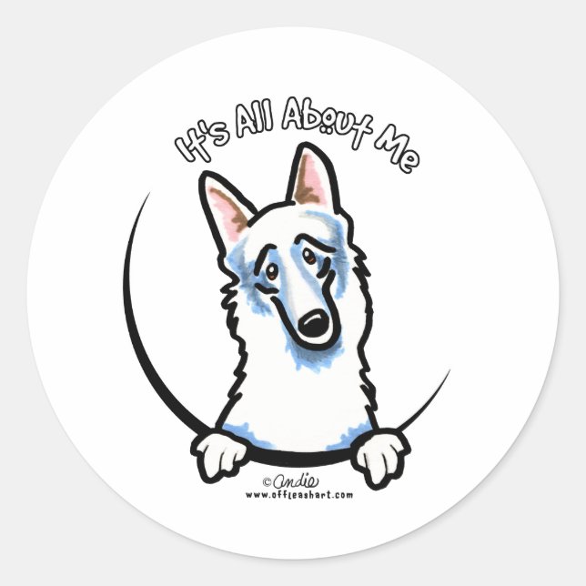 White German Shepherd IAAM Runt Klistermärke (Framsida)