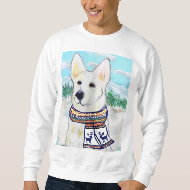 White German Shepherd Lång Ärmad Tröja (Framsida)