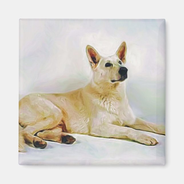 White German Shepherd Magnet (Framsidan)