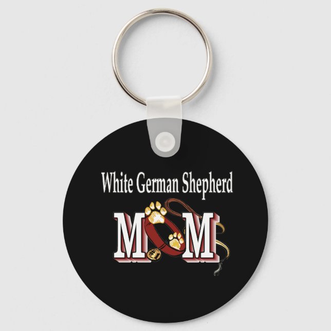 White german shepherd mamma Keychain Nyckelring (Framsida)