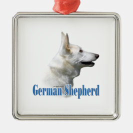 White German Shepherd Namn Julgransprydnad Metall