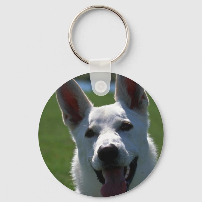 White German Shepherd Nyckelring (Framsida)