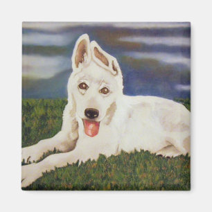 White German Shepherd Puppy Magnet