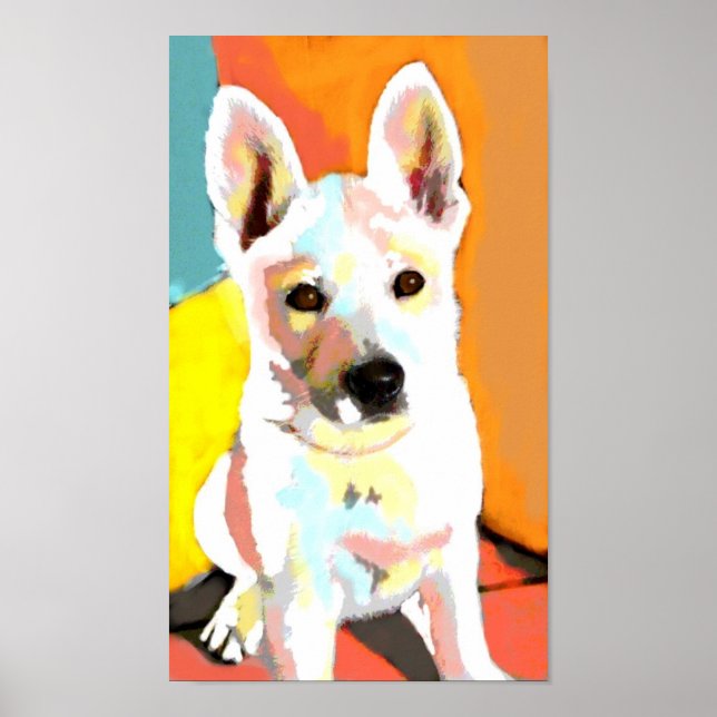 White German Shepherd Puppy Print Poster (Framsidan)