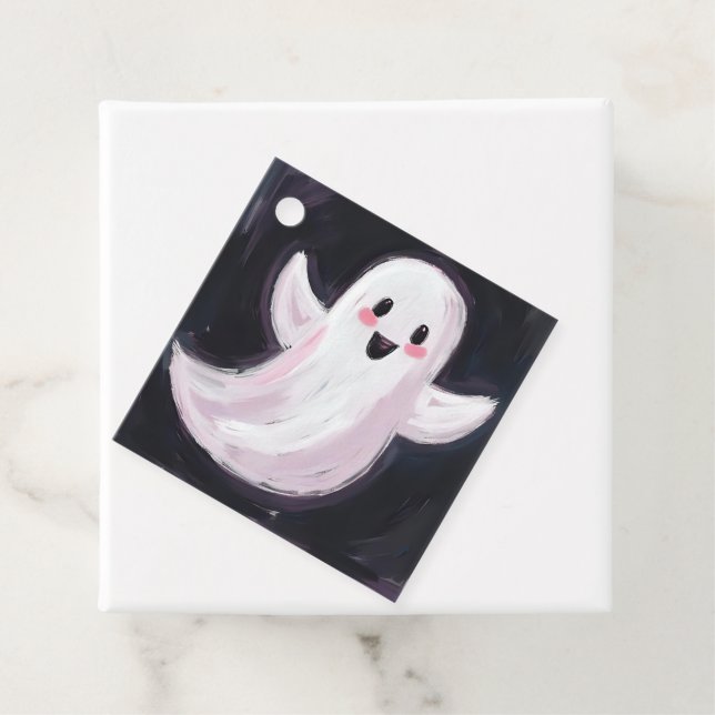 White Ghost Cute Halloween fest Gåvor Etiketter (På plats)