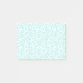 White Girly Mint Leopard Skriv ut Post-it Block