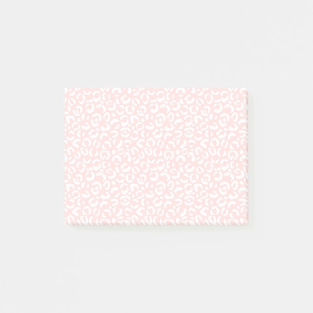 White Girly  Rosa Leopard Skriv ut Post-it Block (Framsida)