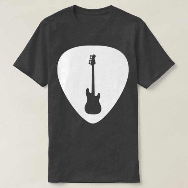 White Gitarr Plektrum Guitarist T Shirt (Design framsida)