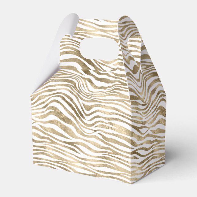 White Glam Guld Zebra Animal Print Presentaskar (Framsidan Sidan)