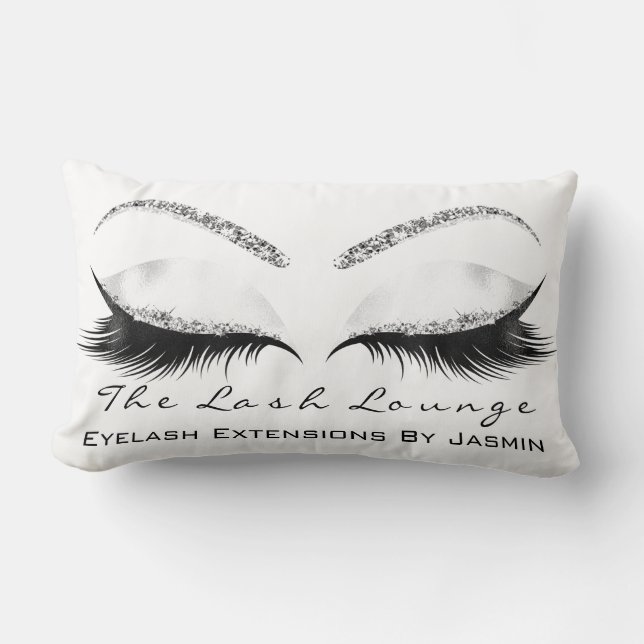 White Glitter Grått Makeup Öga Lash Beauty Lumbarkudde (Framsida)