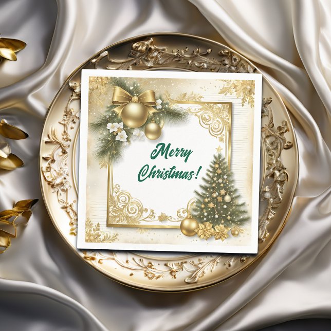 White Gold Christmas Vintage Pappersservett (Skapare uppladdad)