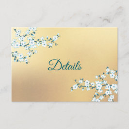 White Gold Floral Wedding Details Tilläggskort