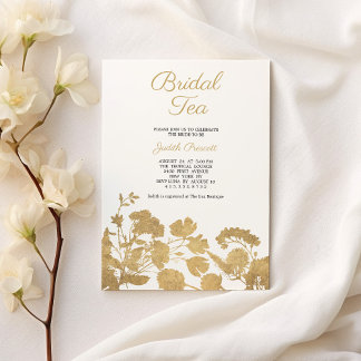 White gold flower bridal tea party Bridal Shower  Inbjudningar