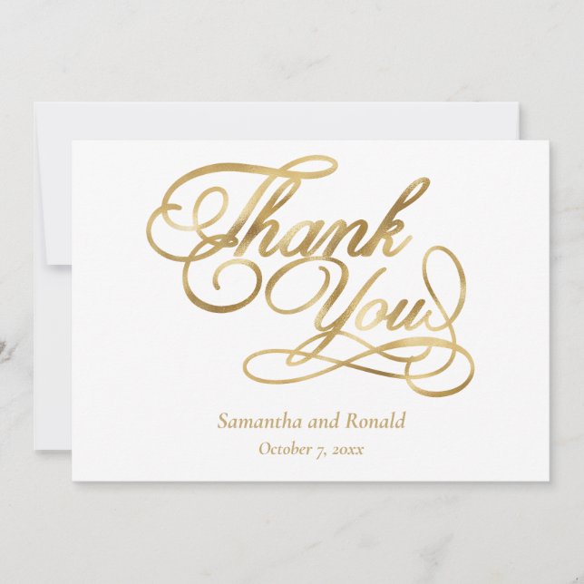 White Gold Foil Calligraphy Formal Thank You Card Tack Kort (Framsida)