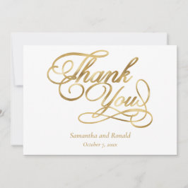 White Gold Foil Calligraphy Formal Thank You Card Tack Kort