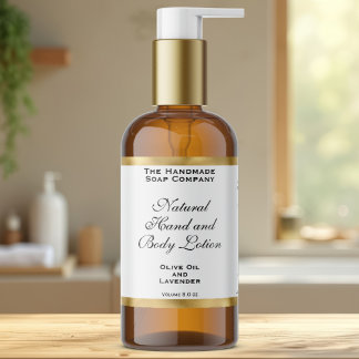 White & Gold Foil Cosmetics Bottle Label Rektangulärt Klistermärke