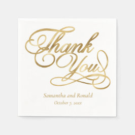 White & Gold Foil Thank You Calligraphy Wedding Pappersservett