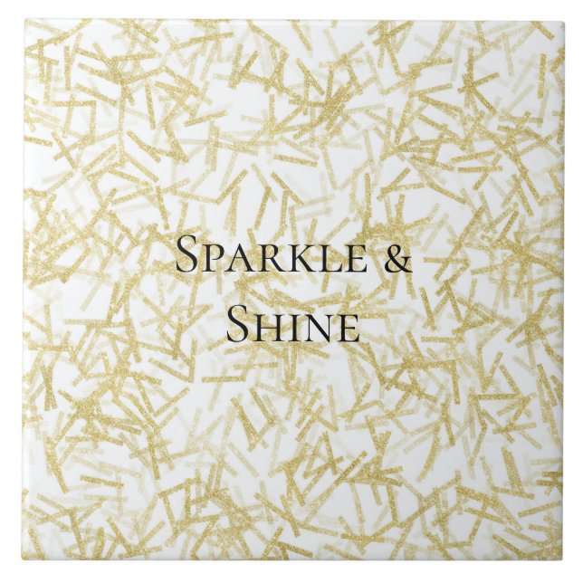White Gold Glam Glitzy Sparkle Christmas Kakelplatta (Framsidan)
