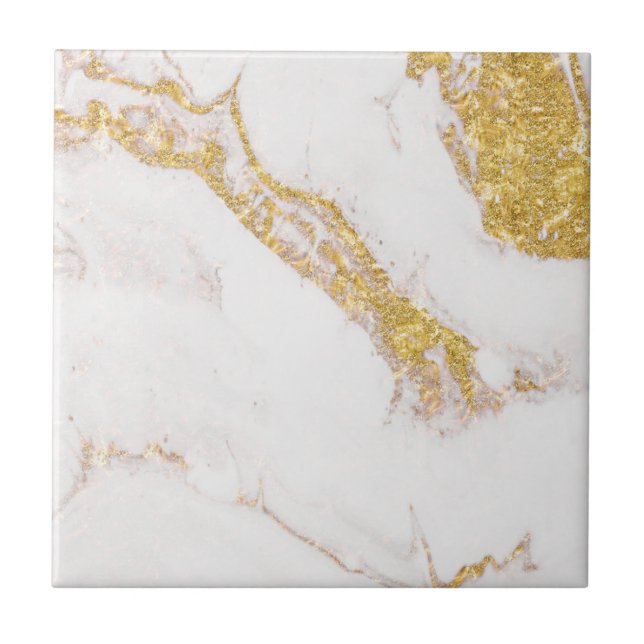 White gold glitter marble kakelplatta (Framsidan)