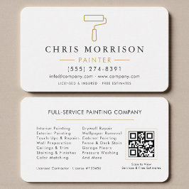 White & Gold Home Painter Business Card Visitkort