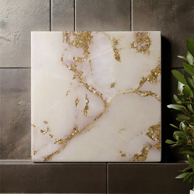 White Gold Marble Glitter ID1171a Kakelplatta (Skapare uppladdad)