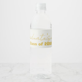 White  Gold Script Graduation Water Bottle Label  Vattenflaskor Etikett