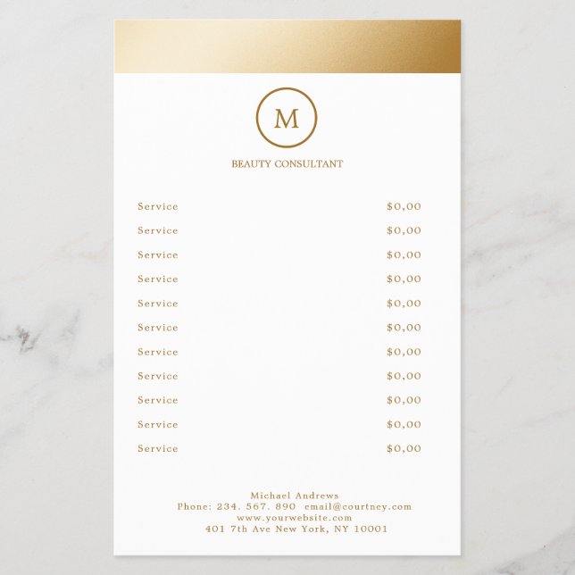 White Gold Stripe Monogramm Circle Flyer (Framsidan)