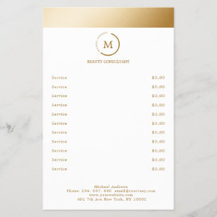 White Gold Stripe Monogramm Circle Flygblad