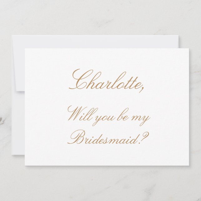 White Golden Beige Bridesmaid Frieri Card Inbjudningar (Framsida)
