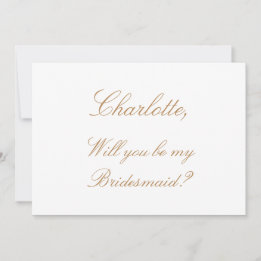 White Golden Beige Bridesmaid Frieri Card Inbjudningar