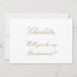 White Golden Beige Bridesmaid Frieri Card Inbjudningar