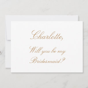 White Golden Beige Bridesmaid Frieri Card Inbjudningar