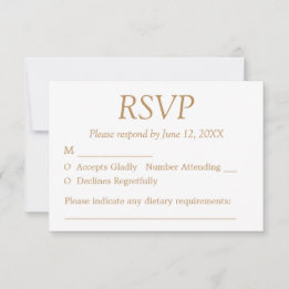 White Golden Beige Bröllop OSA Card Kort