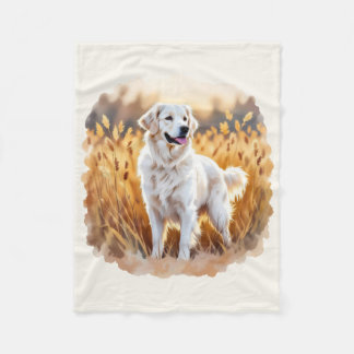 White Golden Retriever Dog Fleecefilt