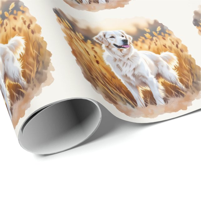 White Golden Retriever Dog Presentpapper (Rullad Hörn)