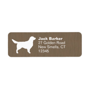 White Golden Retriever Hund Silhouette Adress Returadress Etikett