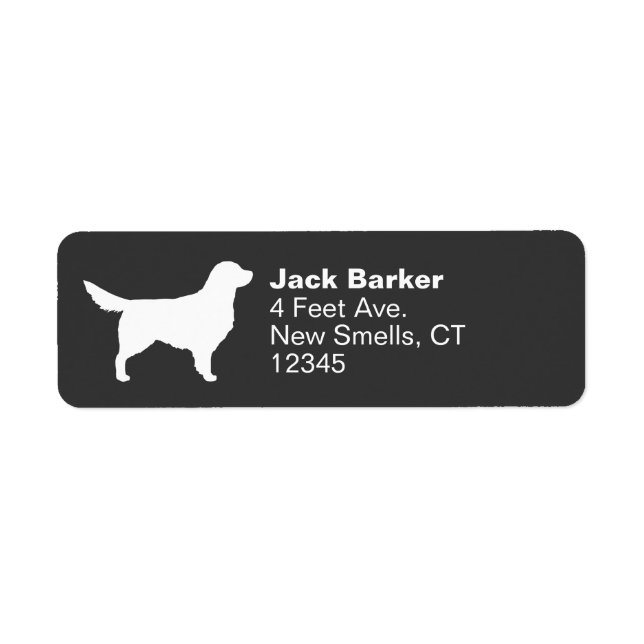 White Golden Retriever Hund Silhouette Adress Returadress Etikett (Framsidan)