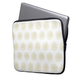 White | Golden Zinnia Flower Medallions Laptop Fodral