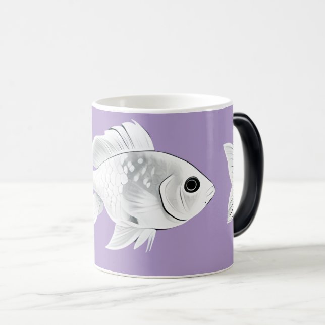 White goldfish on a lavender background mug magisk mugg (Framsida höger)