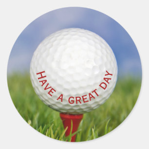White Golf Boll på Red Tee Runt Klistermärke