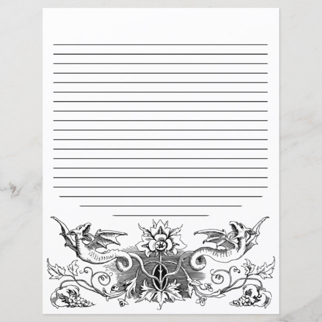 White Gothic Dragon Alchemy Journal Spell Page (Framsida)