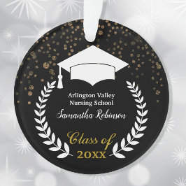 White Grad Cap och Laurel Studenten Ornament