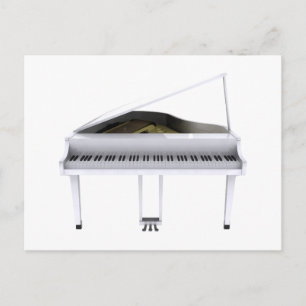 White Grand Piano: 3D-modell: Vykort