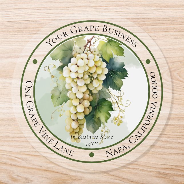 White Grapes Fruit Circle Business Return Address Runt Klistermärke (Enskild)