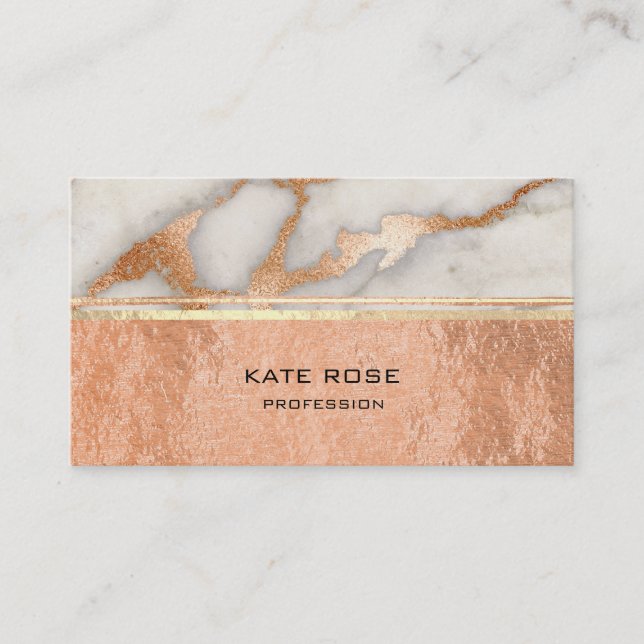 White Grått Carrara Marble Copper Guld Makeup Cora Visitkort (Framsida)