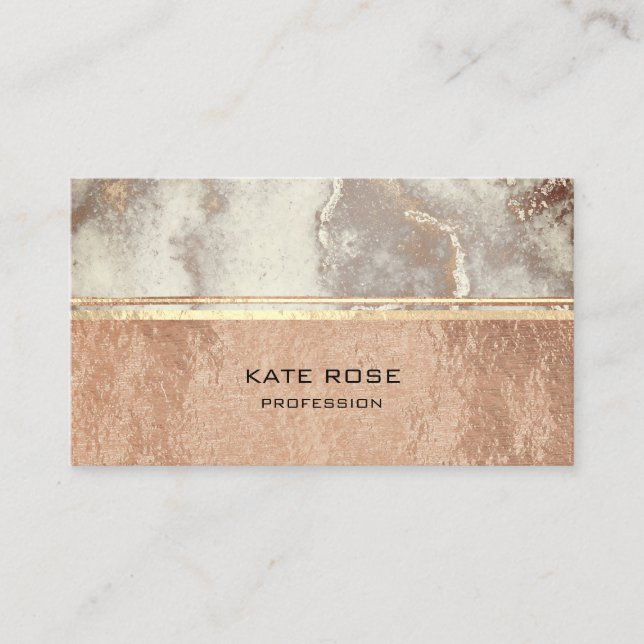 White Grått Carrara Marble Ro Guld Makeup Copper Visitkort (Framsida)