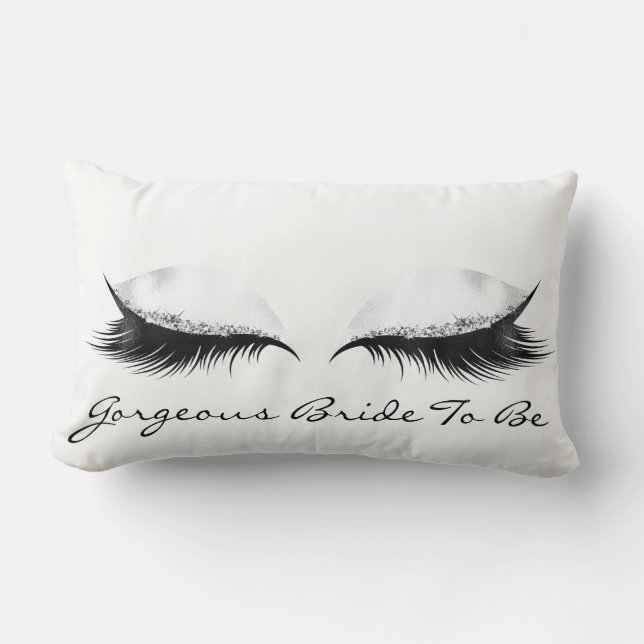 White Grått Metallic Makeup Lash Gorgous Bride Lumbarkudde (Framsida)